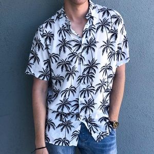 Barney Cools, Mens Palm Tree Button Down, S